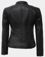 Black & Brown Motorcycle Lambskin Leather Jacket by GL for female