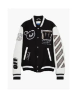 Leather & Virgin Wool Blend Varsity Jacket for Men