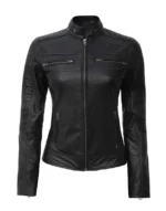 Austin Brown & Black Motorcycle Leather Jacket For Women by GL
