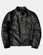 Cowhide Black Leather Jacket For Men