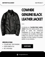 Cowhide Black Leather Jacket by by GL for men