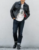 Jackknife Black Leather Jacket by GL for male