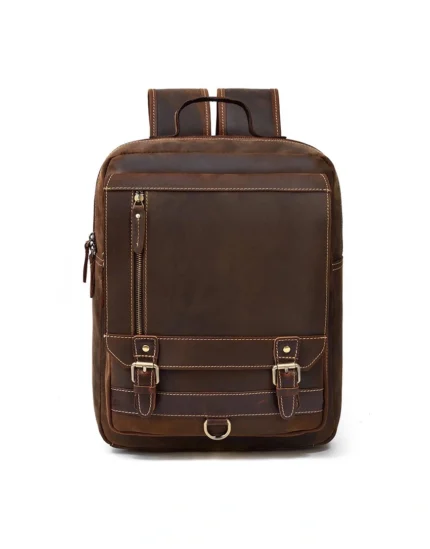 The Vintage Laptop Leather Backpack in brown color for Men - 100% Full Grain Leather