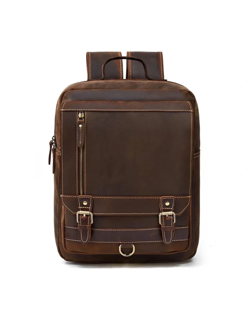The Vintage Laptop Leather Backpack in brown color for Men - 100% Full Grain Leather