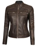 female rust brown leather jackets