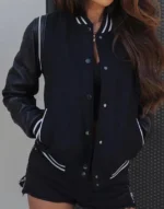 Boda Varsity Leather Jacket by Gloss leather for women