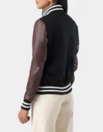 Julie Maroon & Black Hybrid Varsity Jacket for Women by GL for women