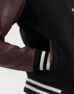 Julie Maroon & Black Hybrid Varsity Jacket for Women by GL