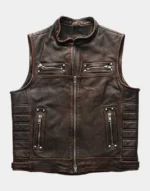 Motorcycle Rivets Genuine Leather Vest by GL