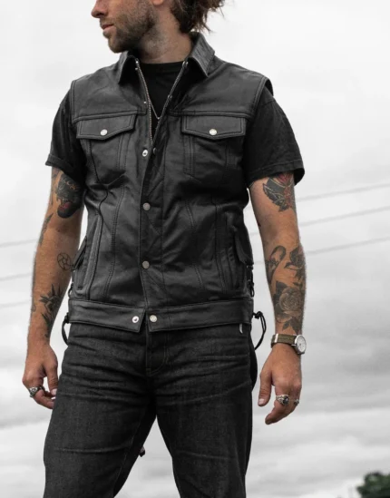 Piston Leather Vest by GL for male
