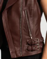 Rhonda Maroon Leather Biker Vest by GL for female