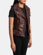 Rhonda Maroon Leather Biker Vest