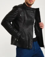 Men Black biker Jacket by Gloss Leather