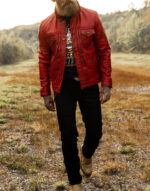 cardinal red leather jacket for male