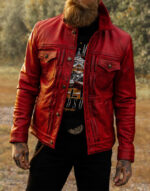 Cardinal Red Leather Jacket for Men's by GL