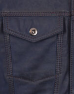 Elvis men blue denim leather jacket