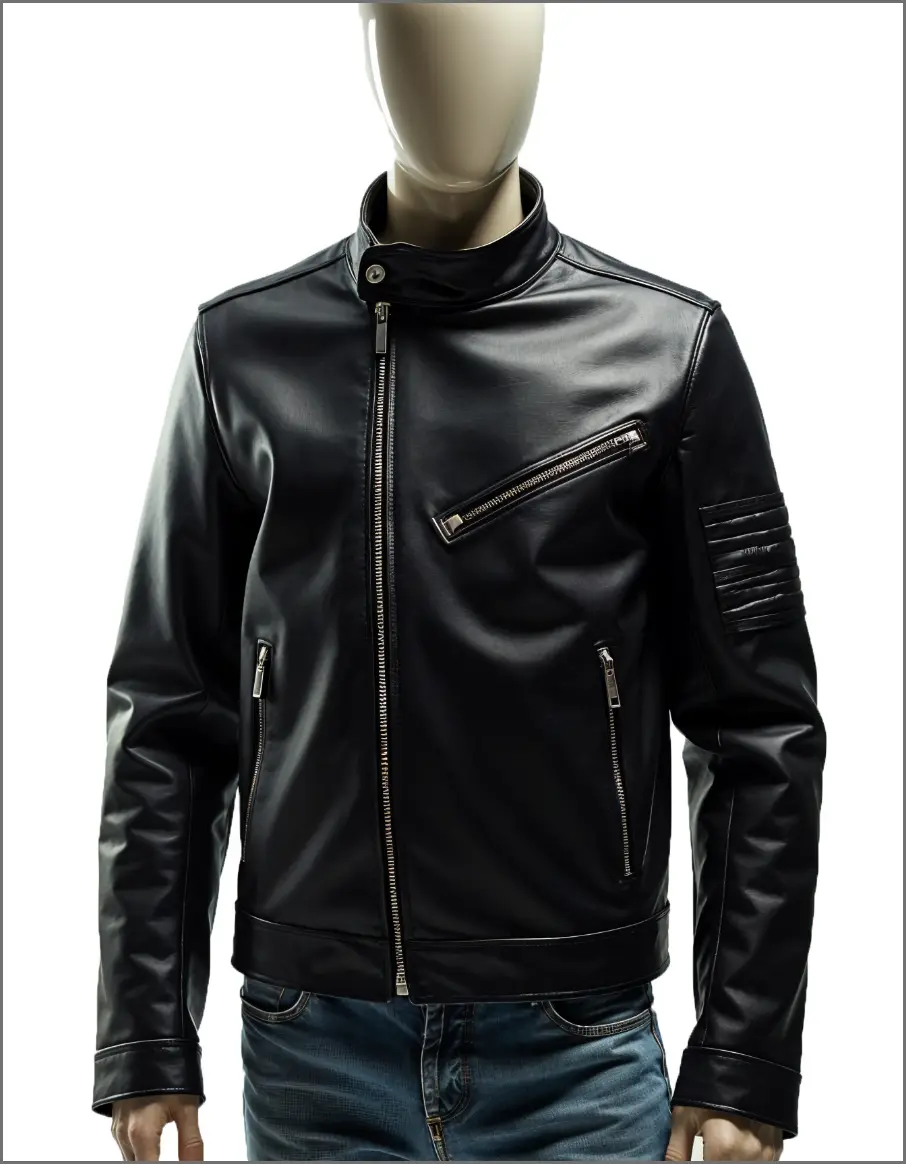 slim fitted leather jacket for women