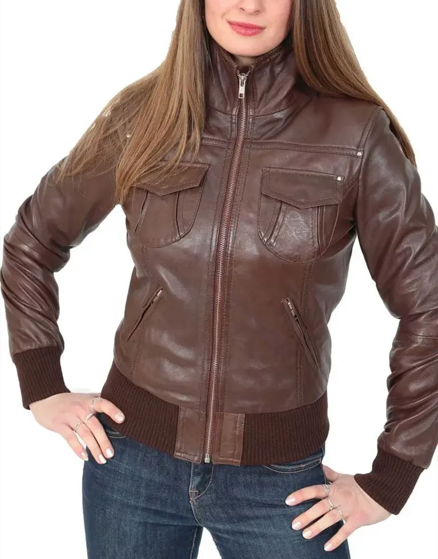women brown motorcycle jackets