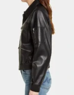 women black Leather Jacket