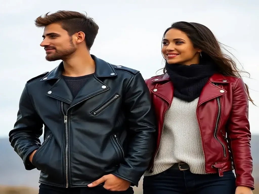 men and women leather jacket