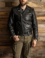 Widowmaker Black Motorbike Leather Jacket for Men
