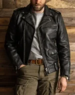 Widowmaker Black Motorbike Leather Jacket for Men