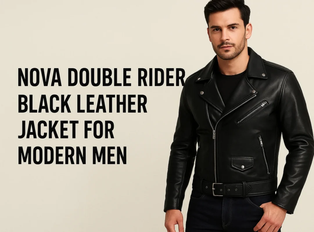 Nova Double Rider Black Leather Jacket for Modern Men