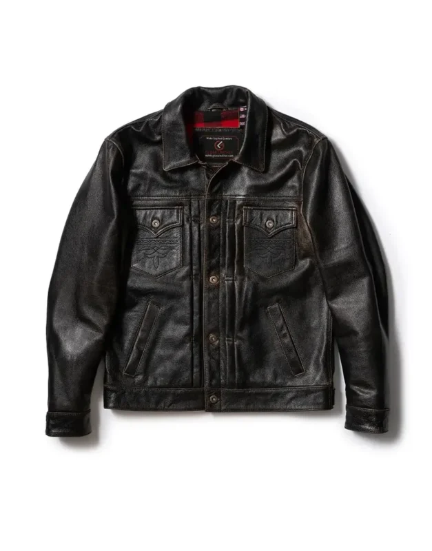 Gloss Leather Convoy Jacket – Rugged Coffee Leather Jacket