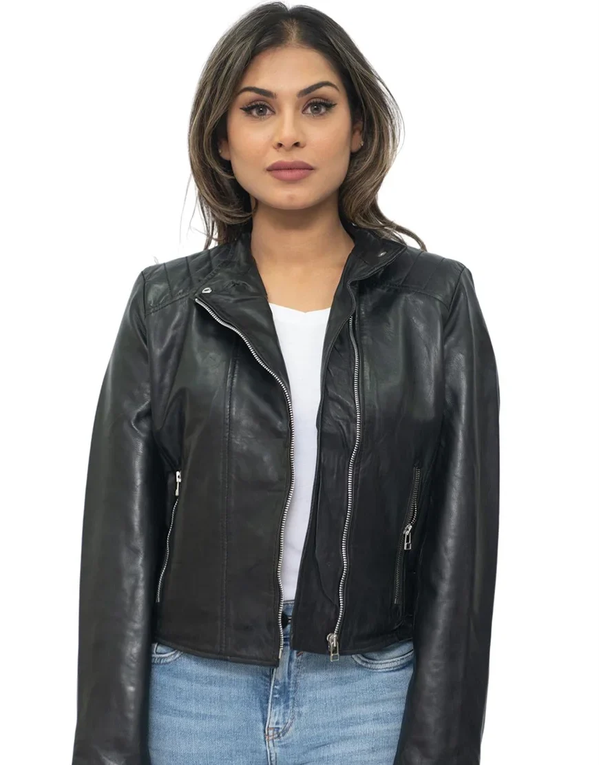 women black leather jackets